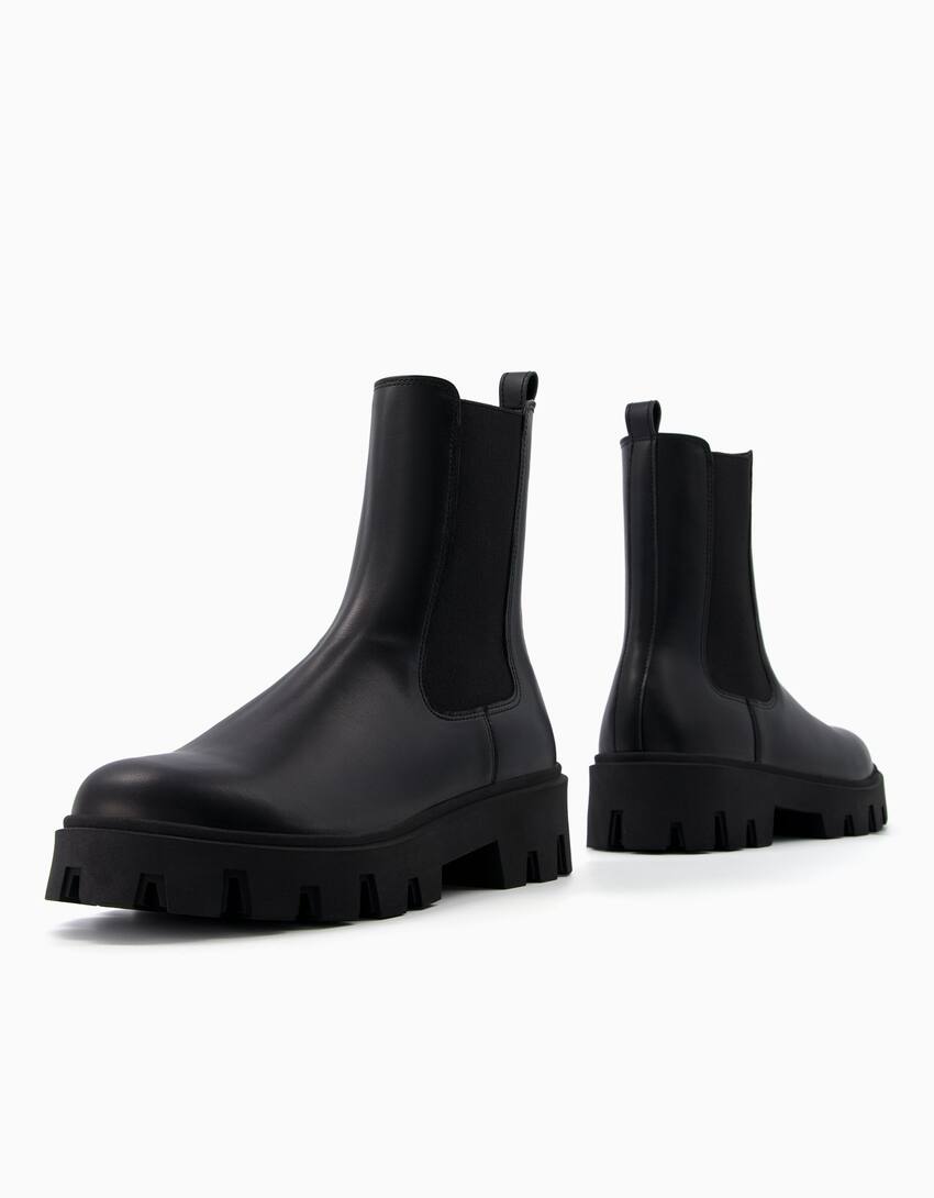 Chelsea ankle boots with track soles-BLACK-3