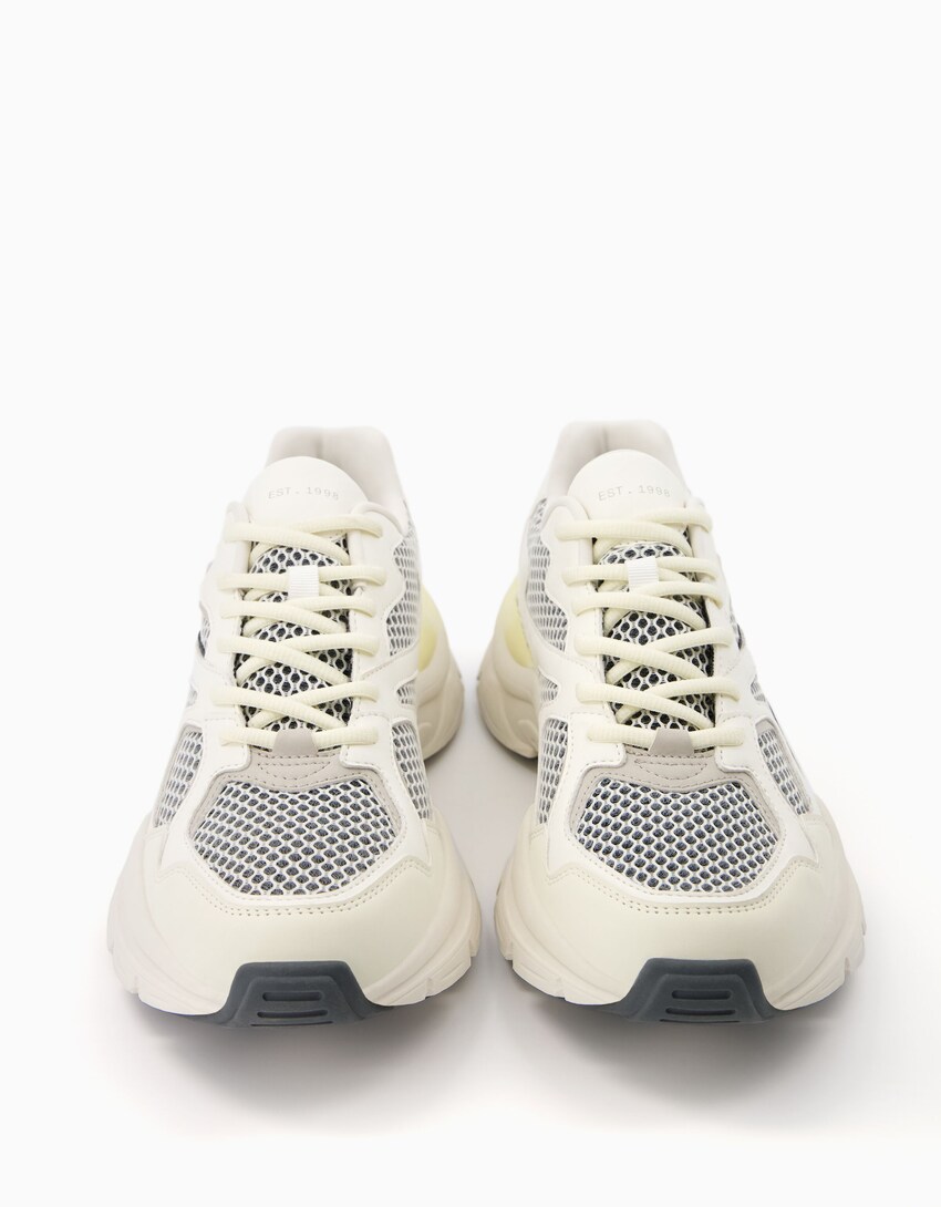 Męskie buty sportowe z łączonych materiałów-Biały-3