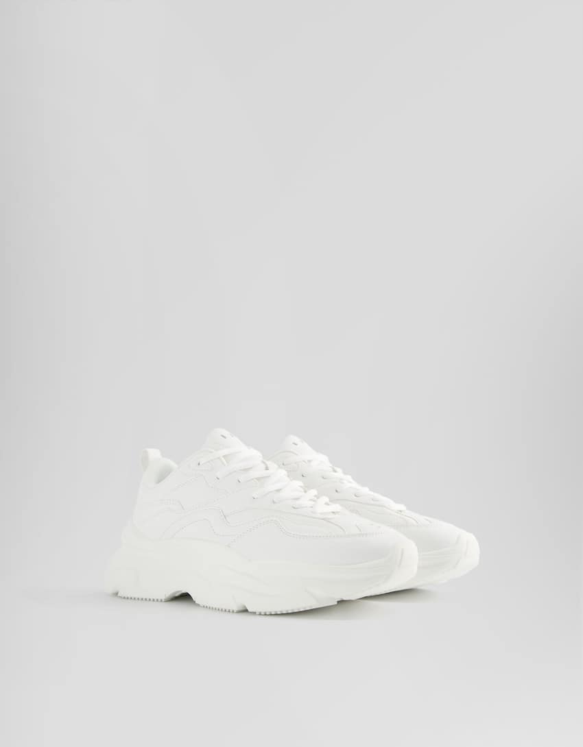 Sneakers volume surpiqûres-Blanc-0