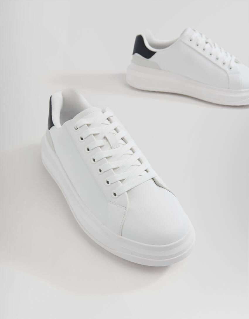 Contrast chunky sole trainers-WHITE-3