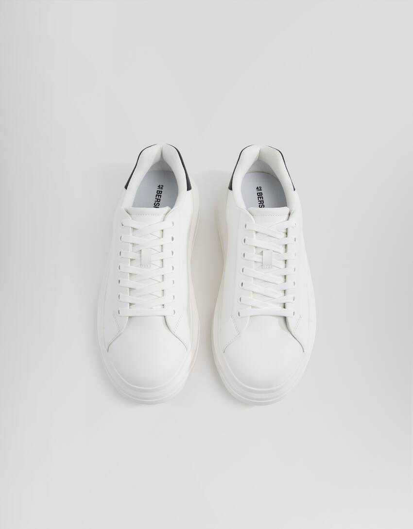 Contrast chunky sole trainers-WHITE-4