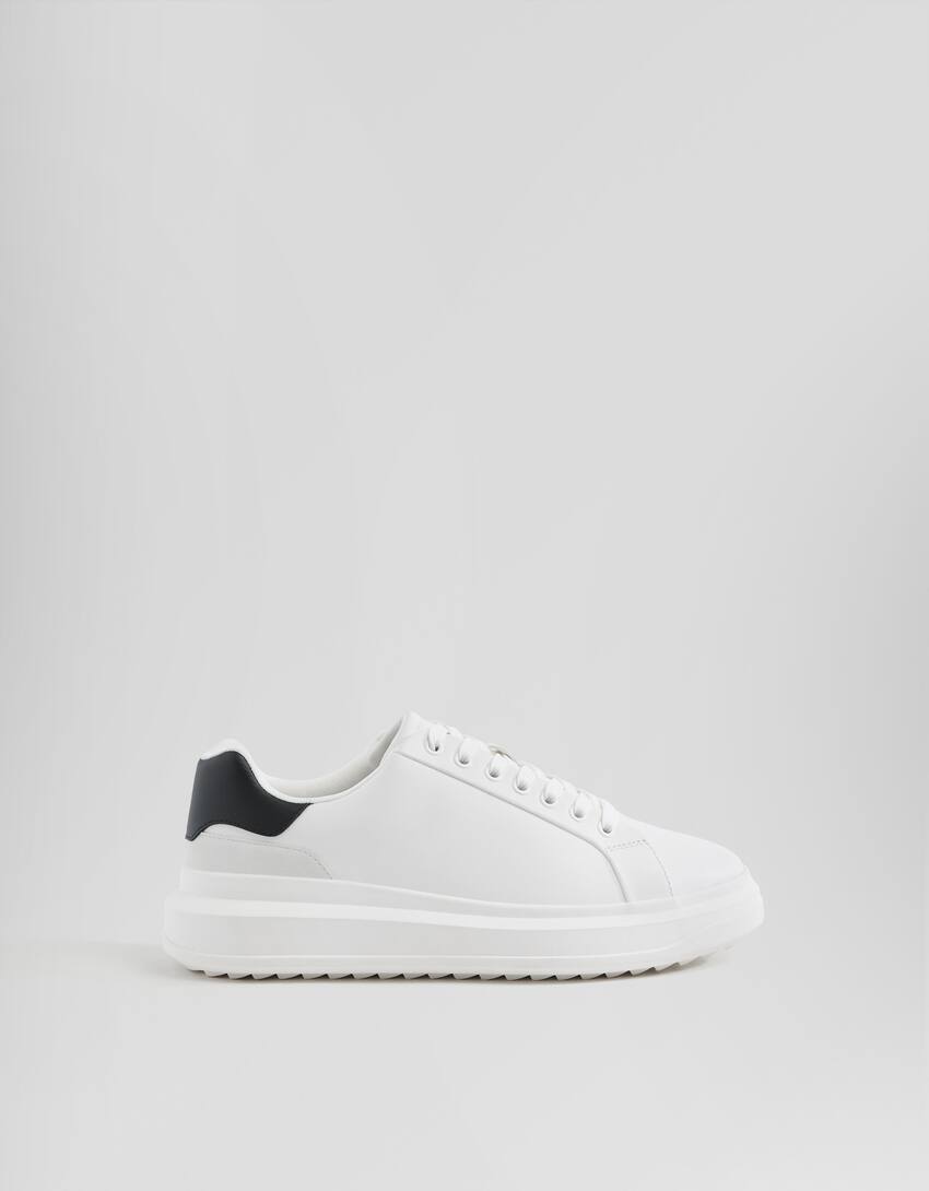 Contrast chunky sole trainers-WHITE-5