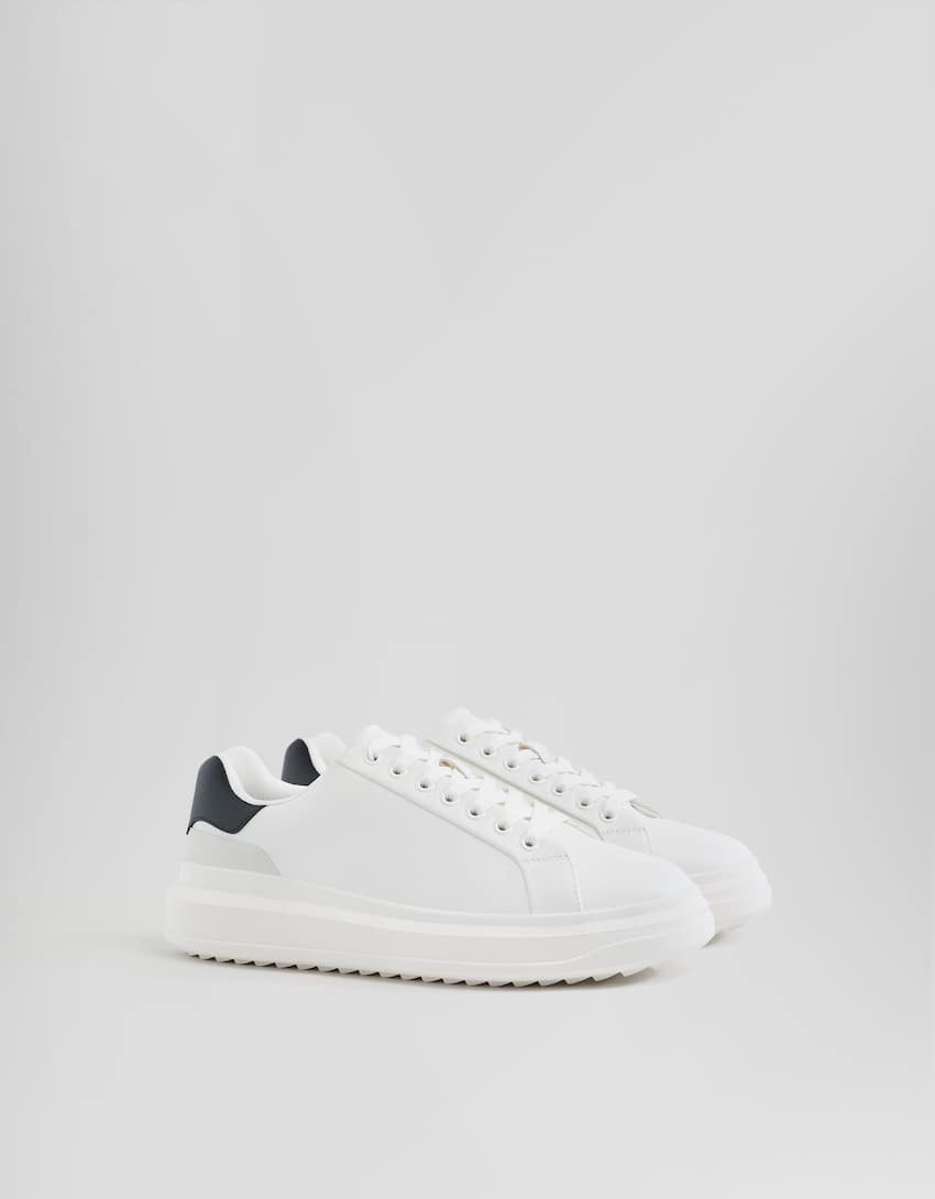 Contrast chunky sole trainers-WHITE-0