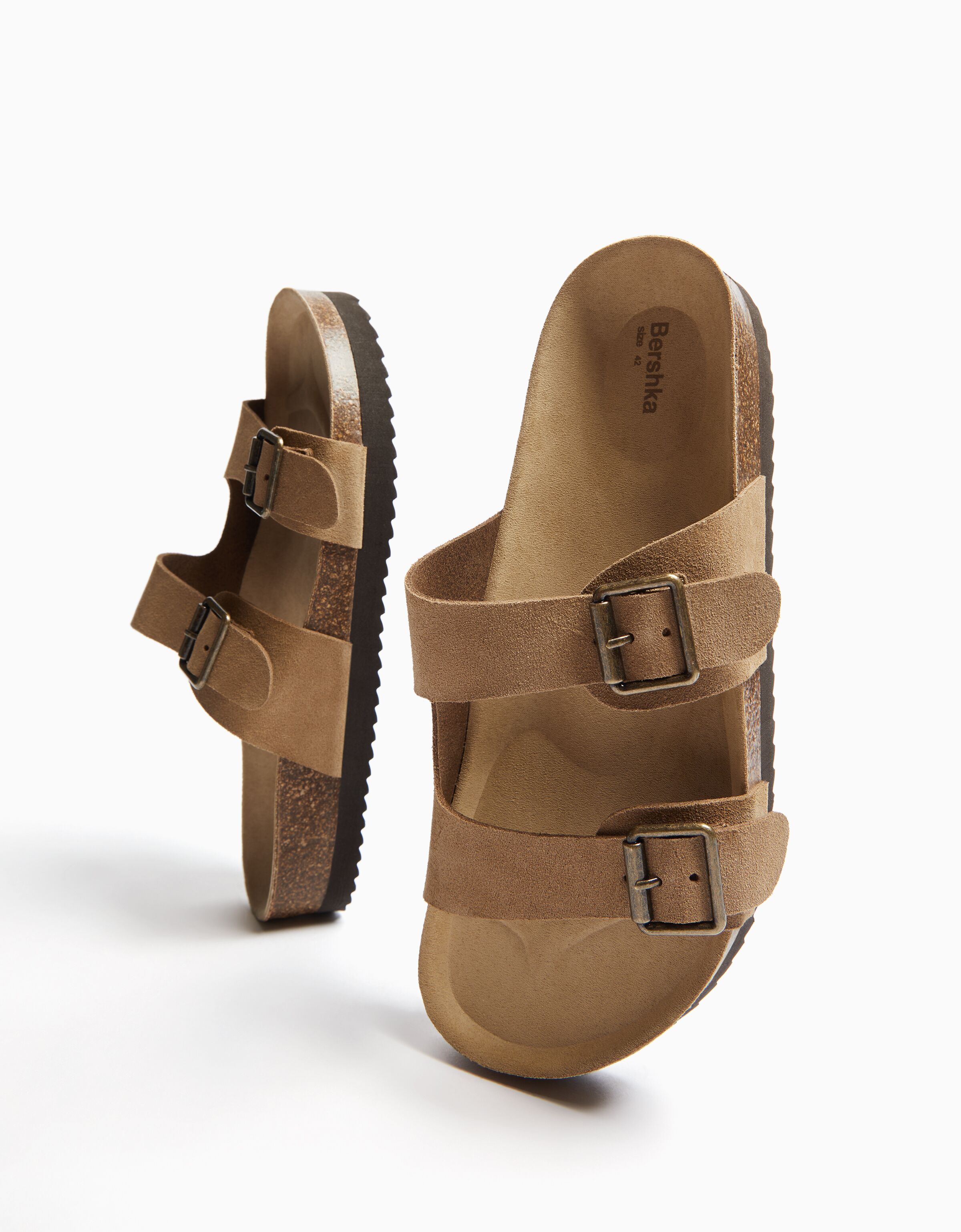 Men’s LEATHER sandals with buckles Women Bershka