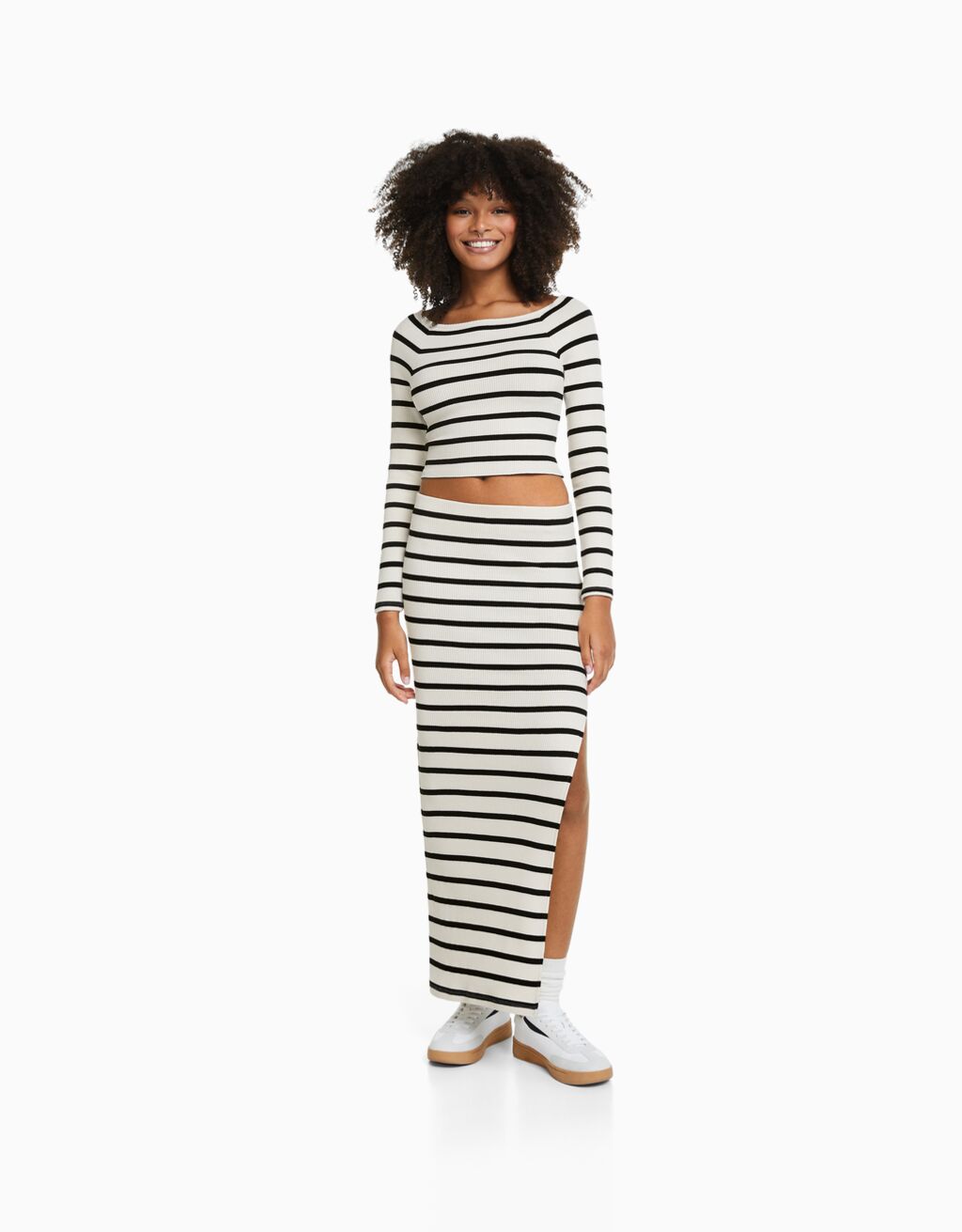 Striped T-shirt and skirt set