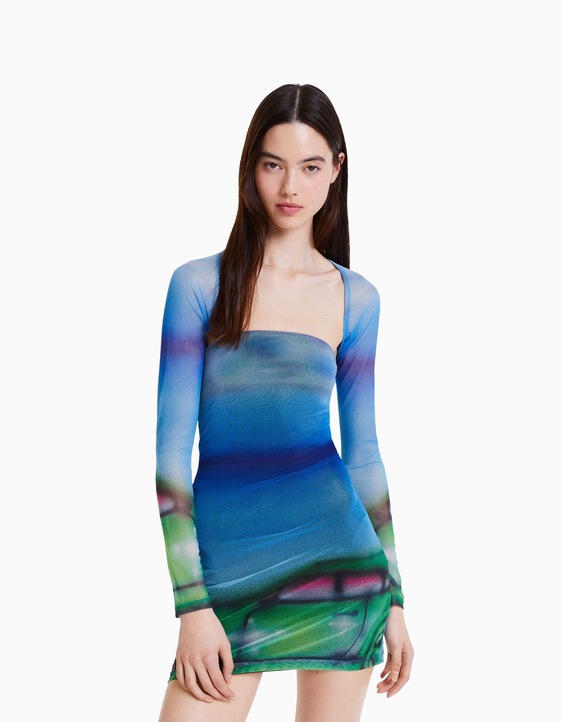 Adverteerder Materialisme Mobiliseren Set jurk en mouwtjes met Alehsy x Bershka-print - Total look - Dames |  Bershka