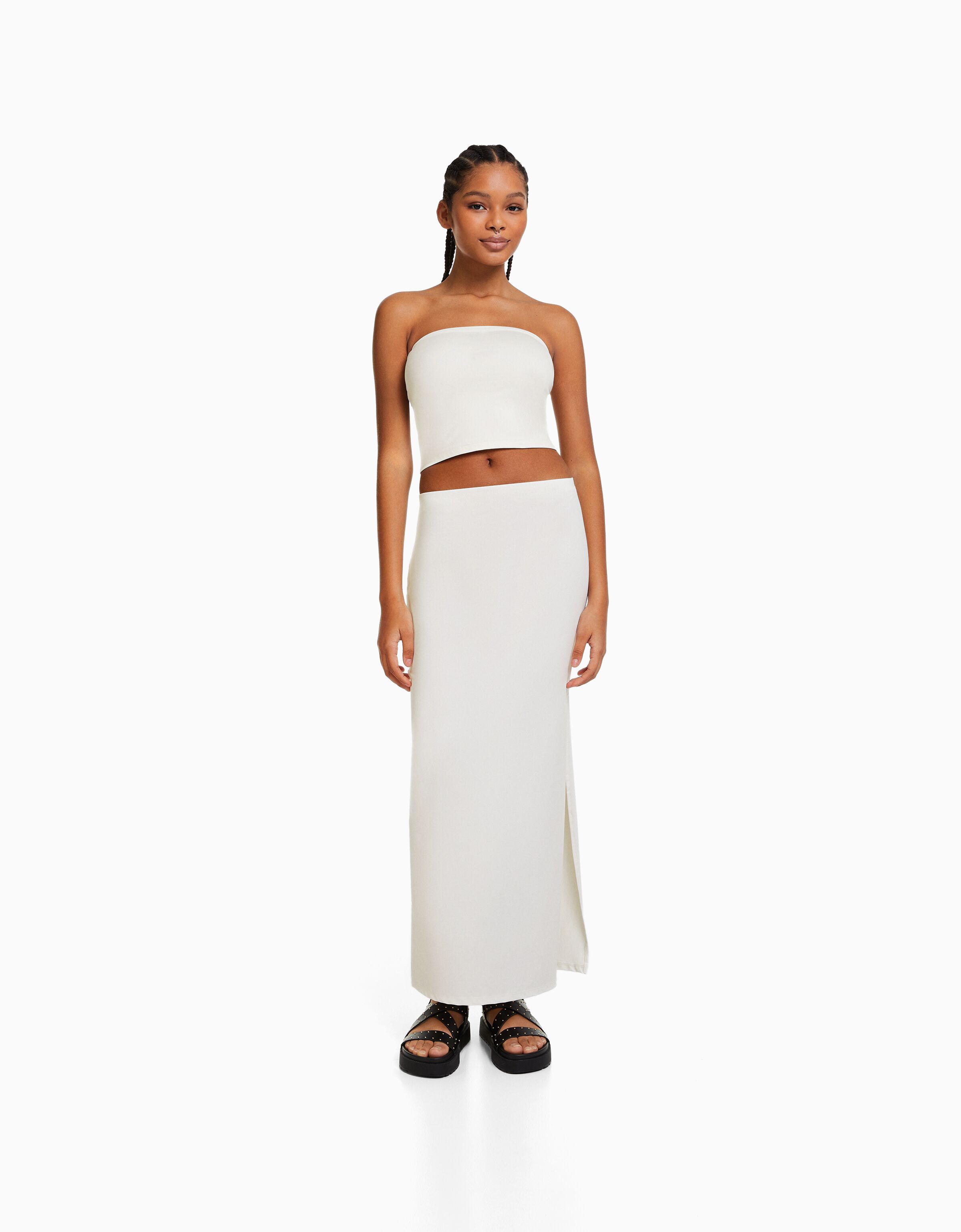 Bandeau top and long skirt set Women Bershka