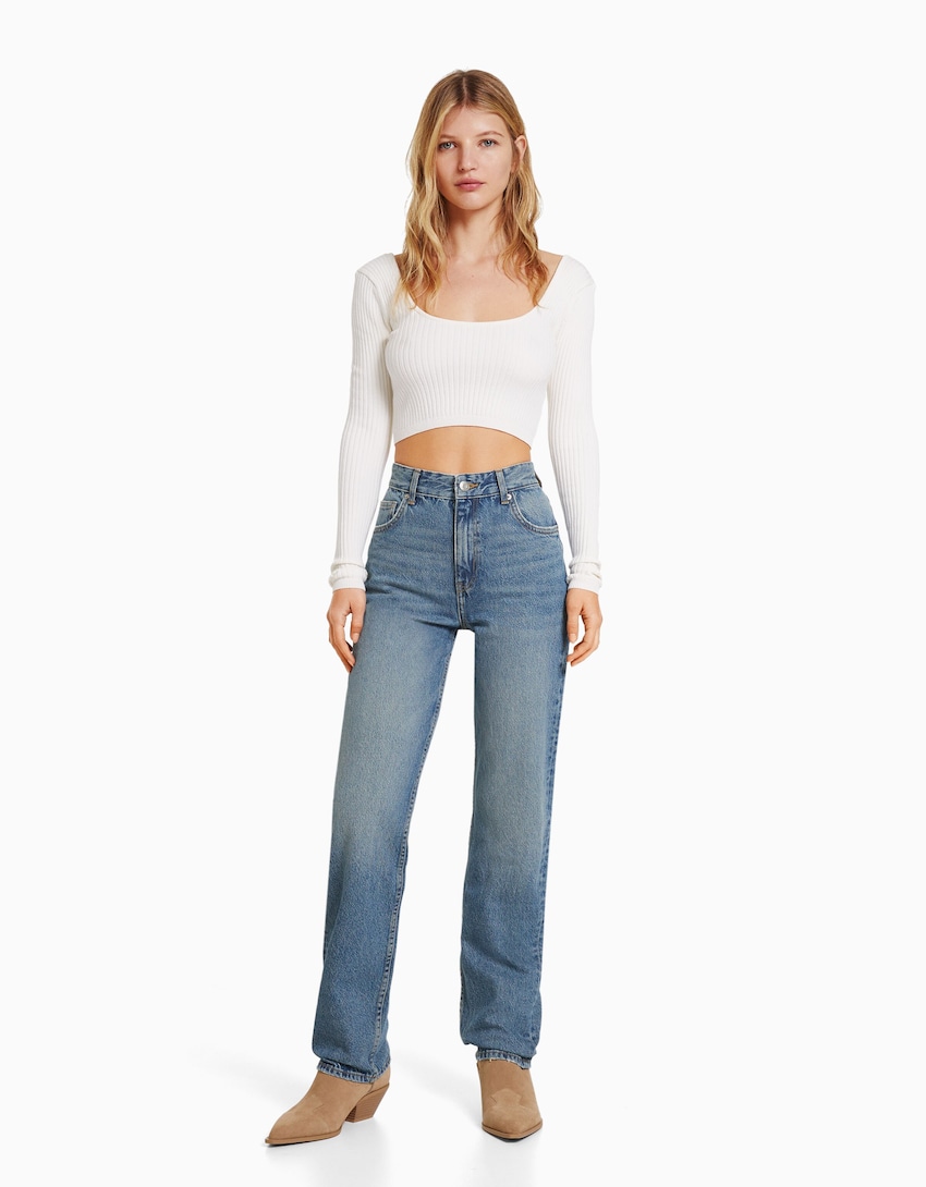 Straight-fit jeans - Woman | Bershka
