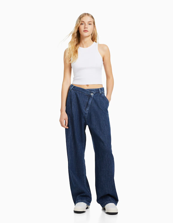 Republiek Typisch Observatorium Tailored jeans - Denim - Woman | Bershka