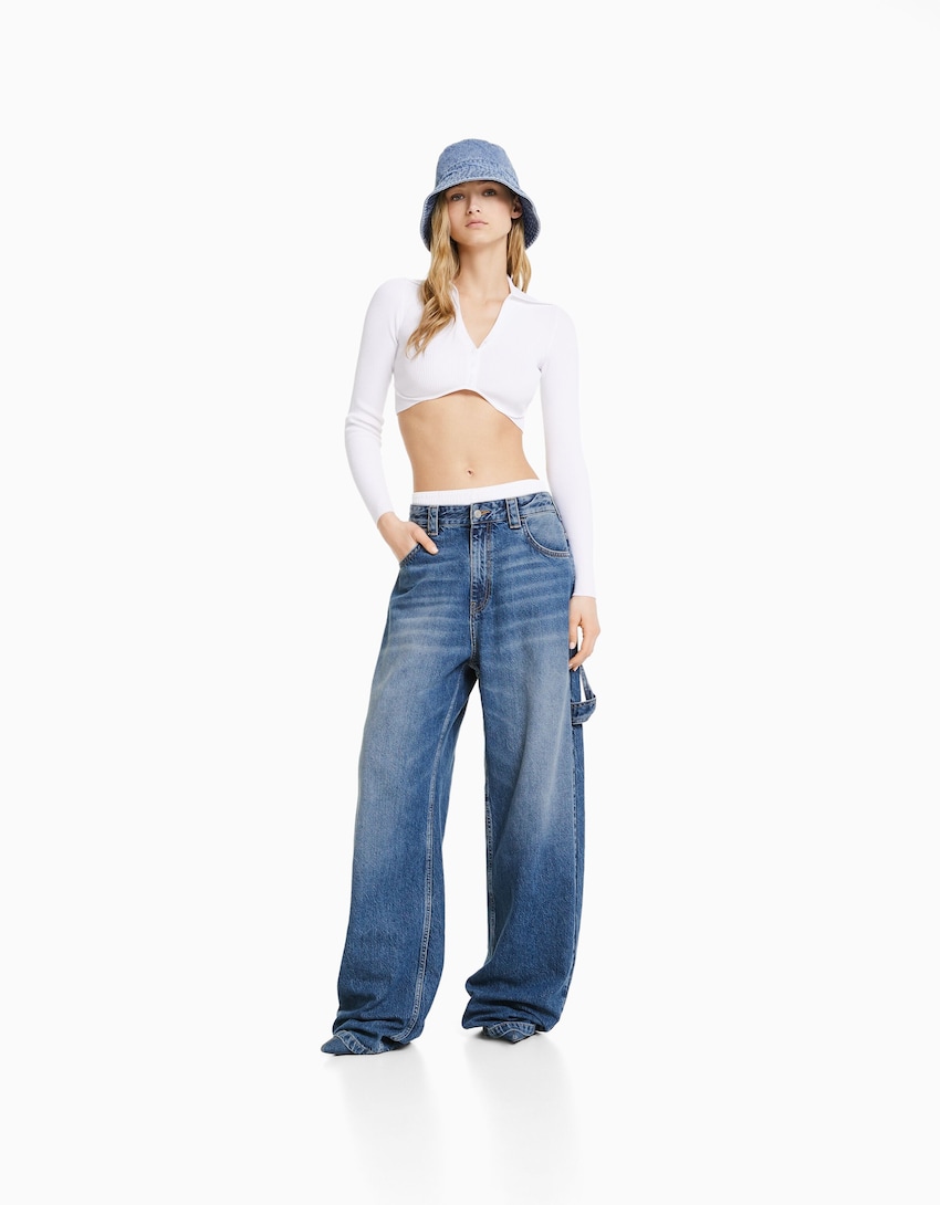 Wide leg balloon jeans met details - Jeans - Dames