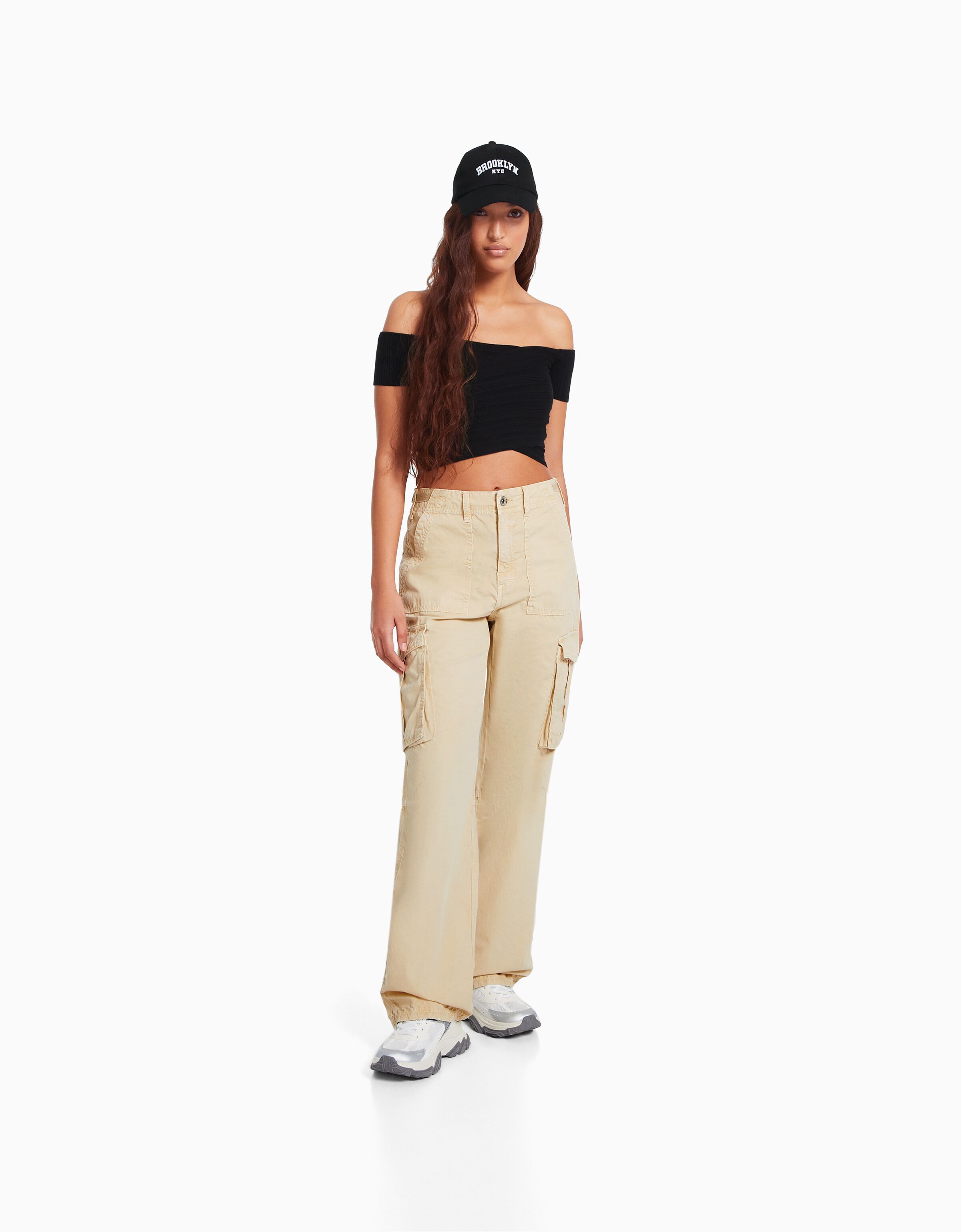 bershka pink cargo trousers