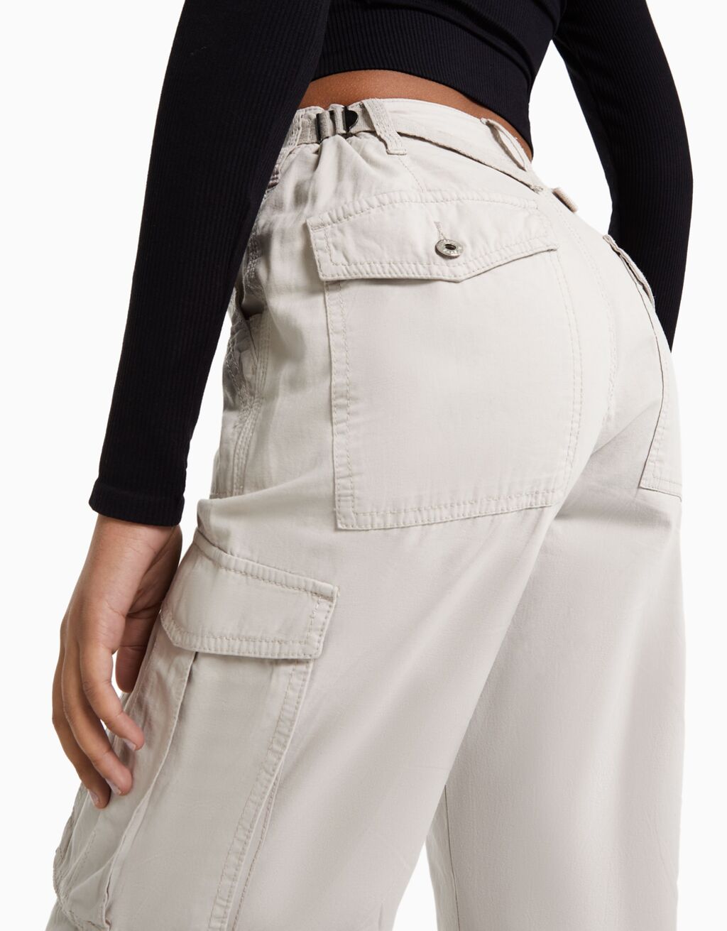 Straight cargo trousers Woman Bershka