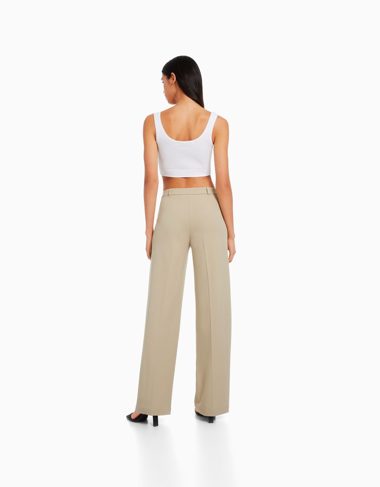 Bershka 34 Wide Leg Pants Trousers Women's U.S. Size 02 Color Sand /  Neutral | eBay