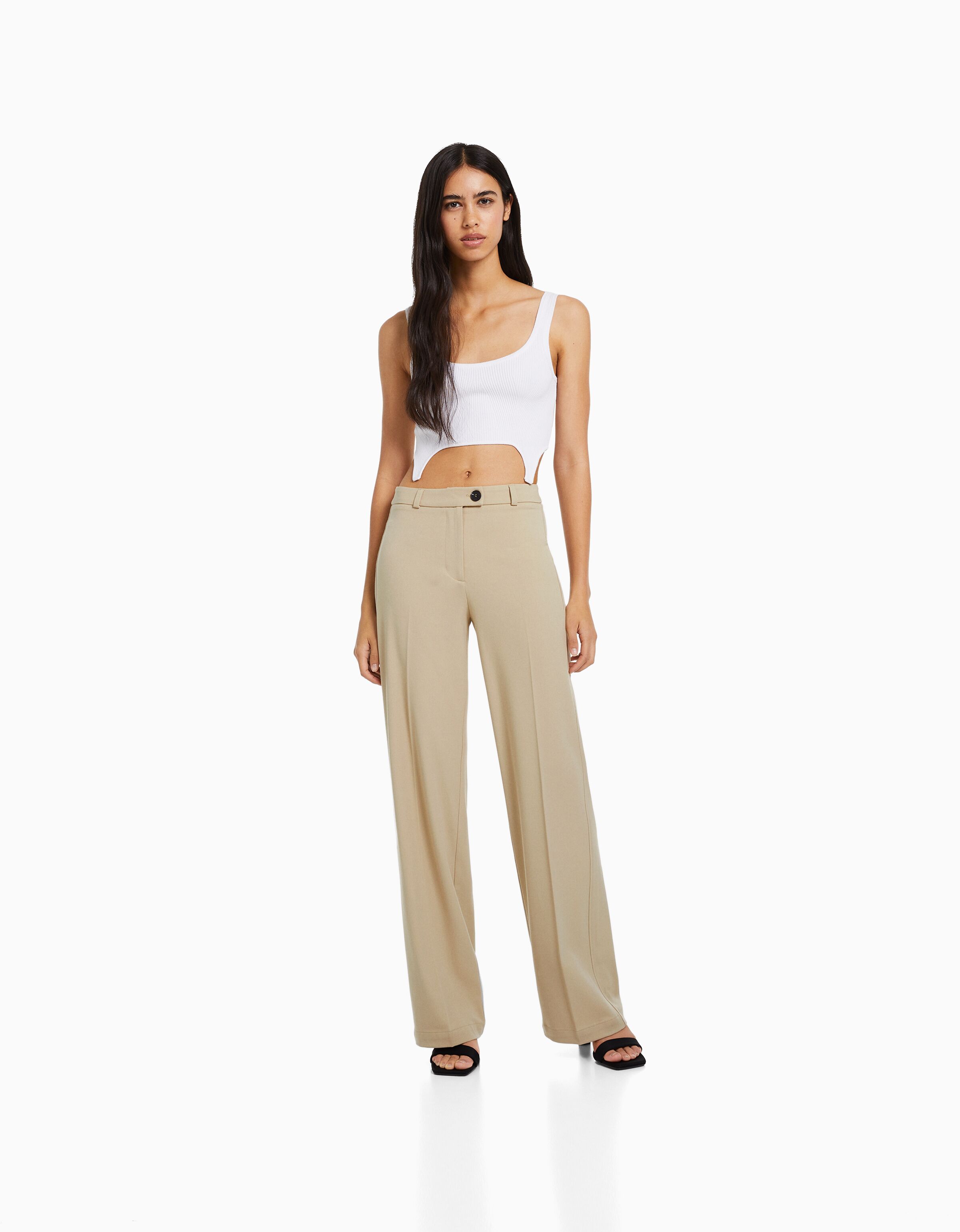 Pantalón Wide Leg Tailoring Trabillas - Mujer | Bershka