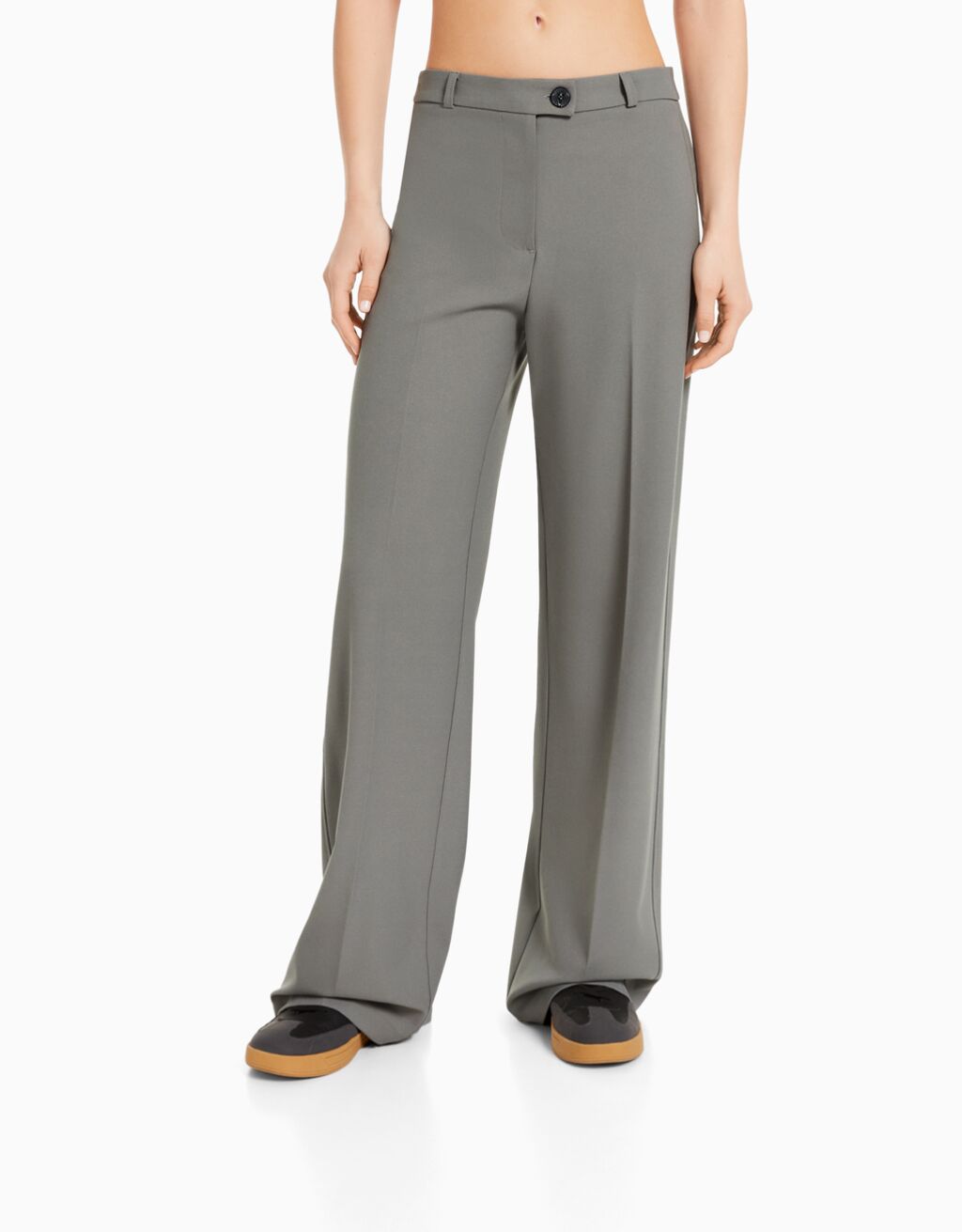 Wideleg tailored trousers with belt loops Woman Bershka