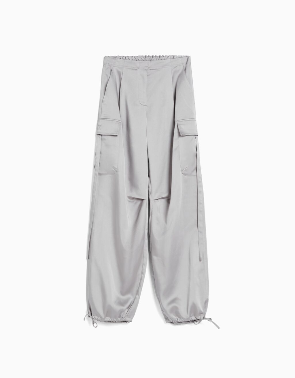 Satin cargo pants with adjustable hems Woman Bershka