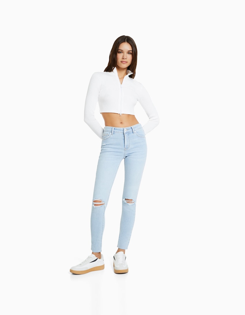 Low-rise skinny fit vintage jeans - Jeans - BSK Teen |