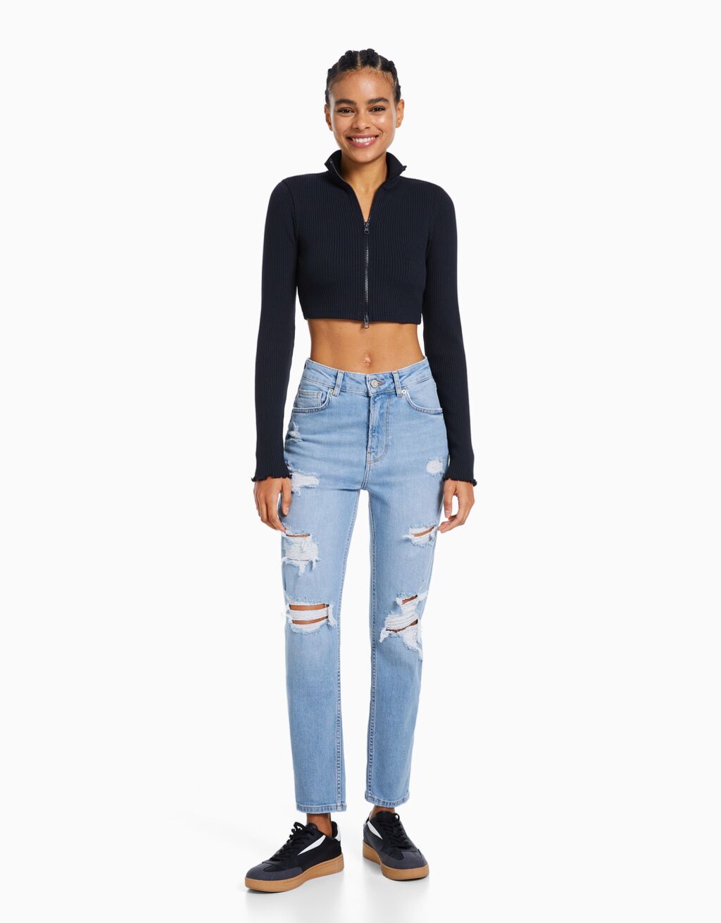Ripped comfort mom jeans