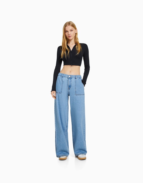 jeans elastiek de tailleband en zakken - Jeans - Dames | Bershka