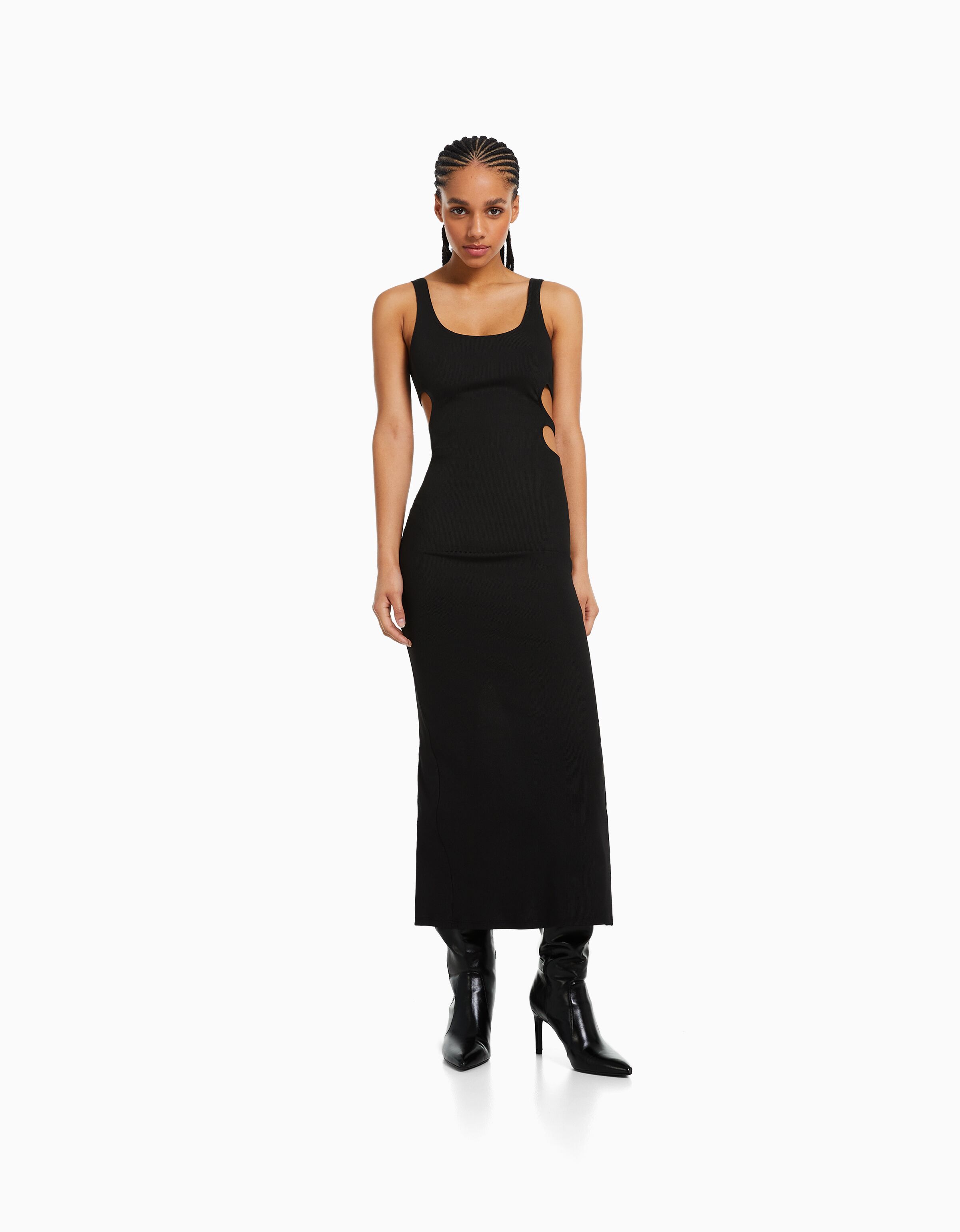 bershka cut out midi dress