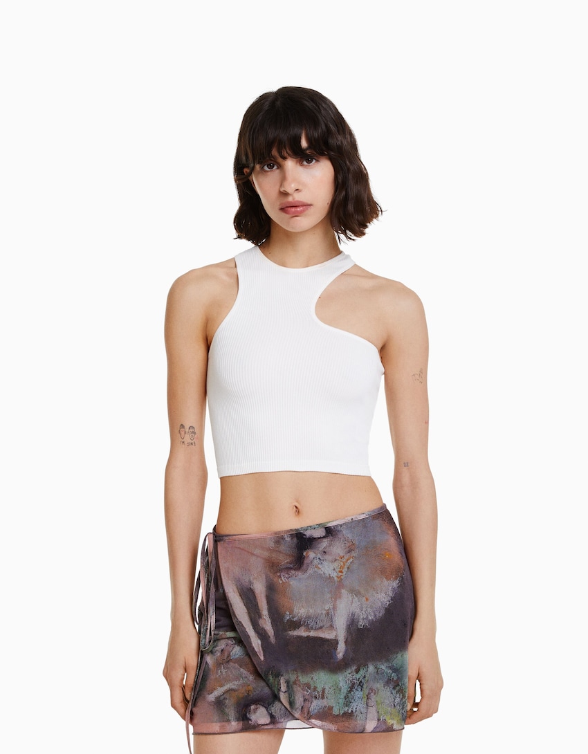 Art Series print tulle mini skirt - Women | Bershka