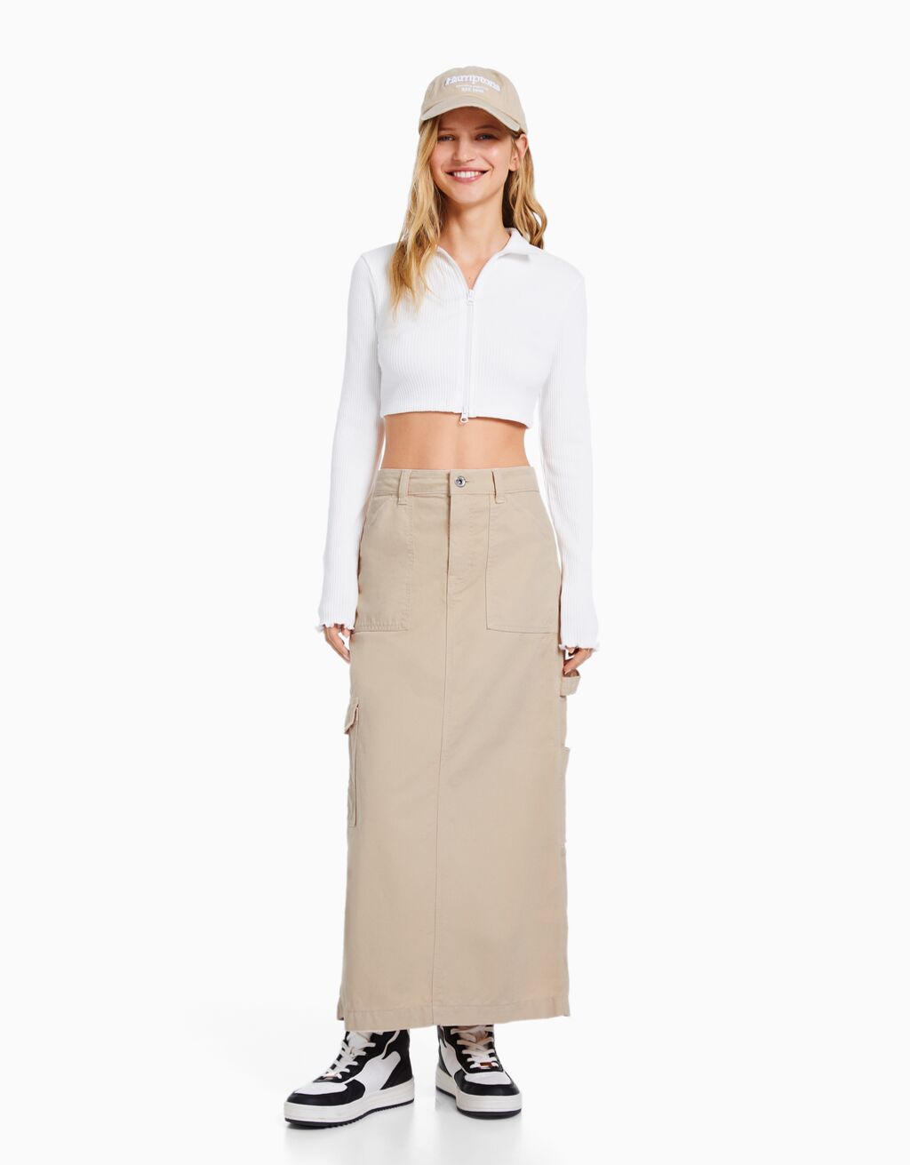 Cotton carpenter maxi skirt