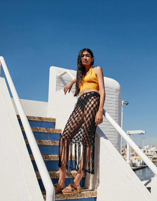 Faldilla midi macramé detall