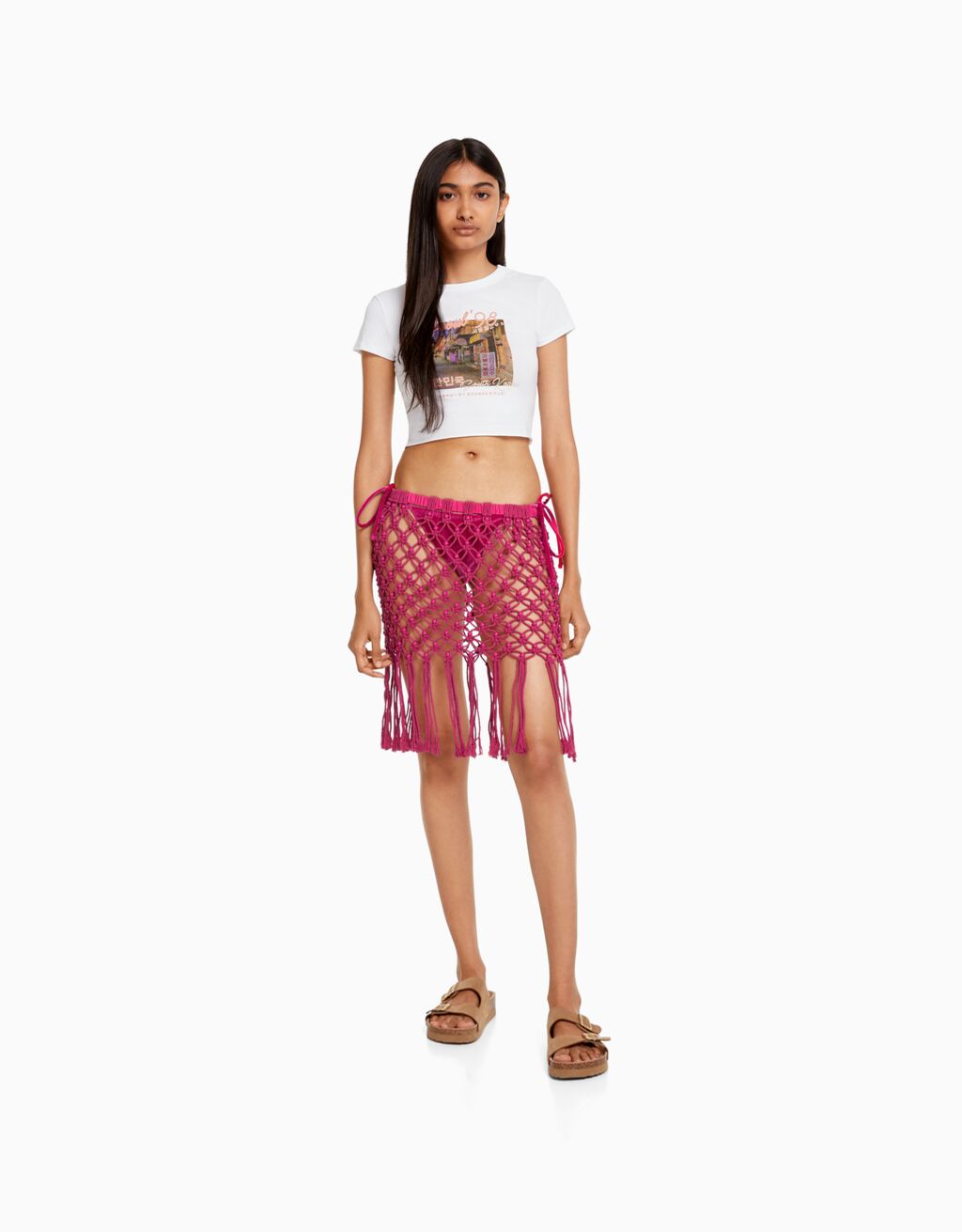 Beaded macramé mini skirt - Women | Bershka