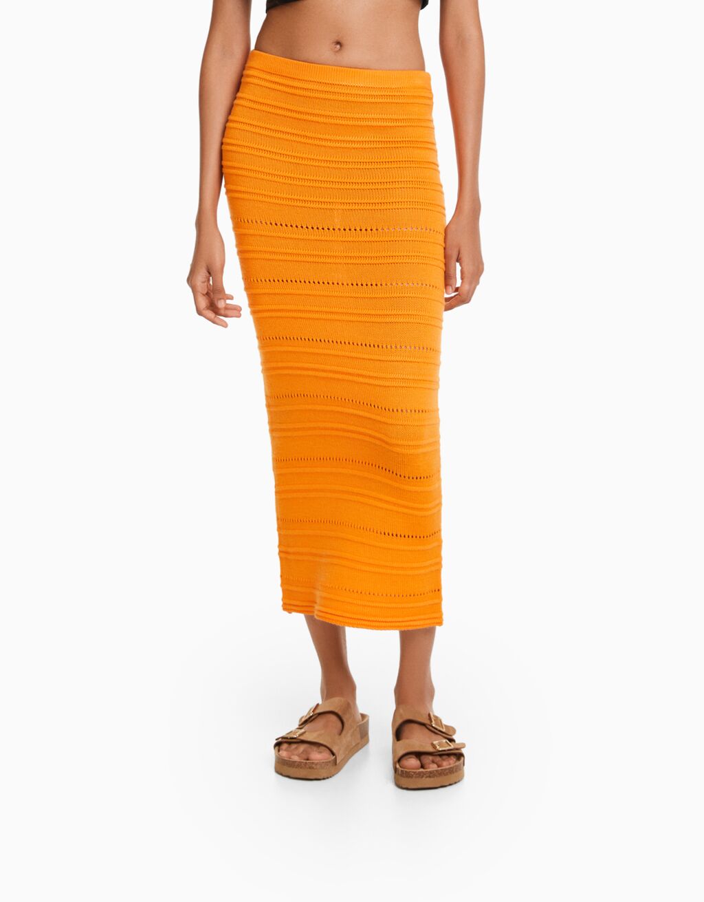 Openknit midi skirt Woman Bershka