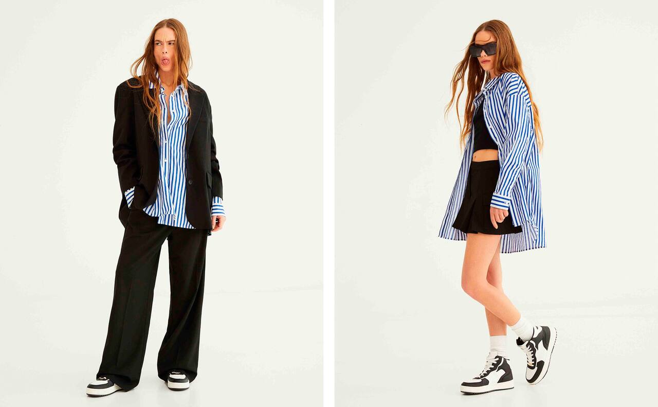 Camisa manga longa oversize popelina