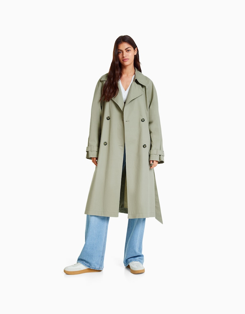 barricade Blij Glimp Cotton trench coat - Jackets - Woman | Bershka