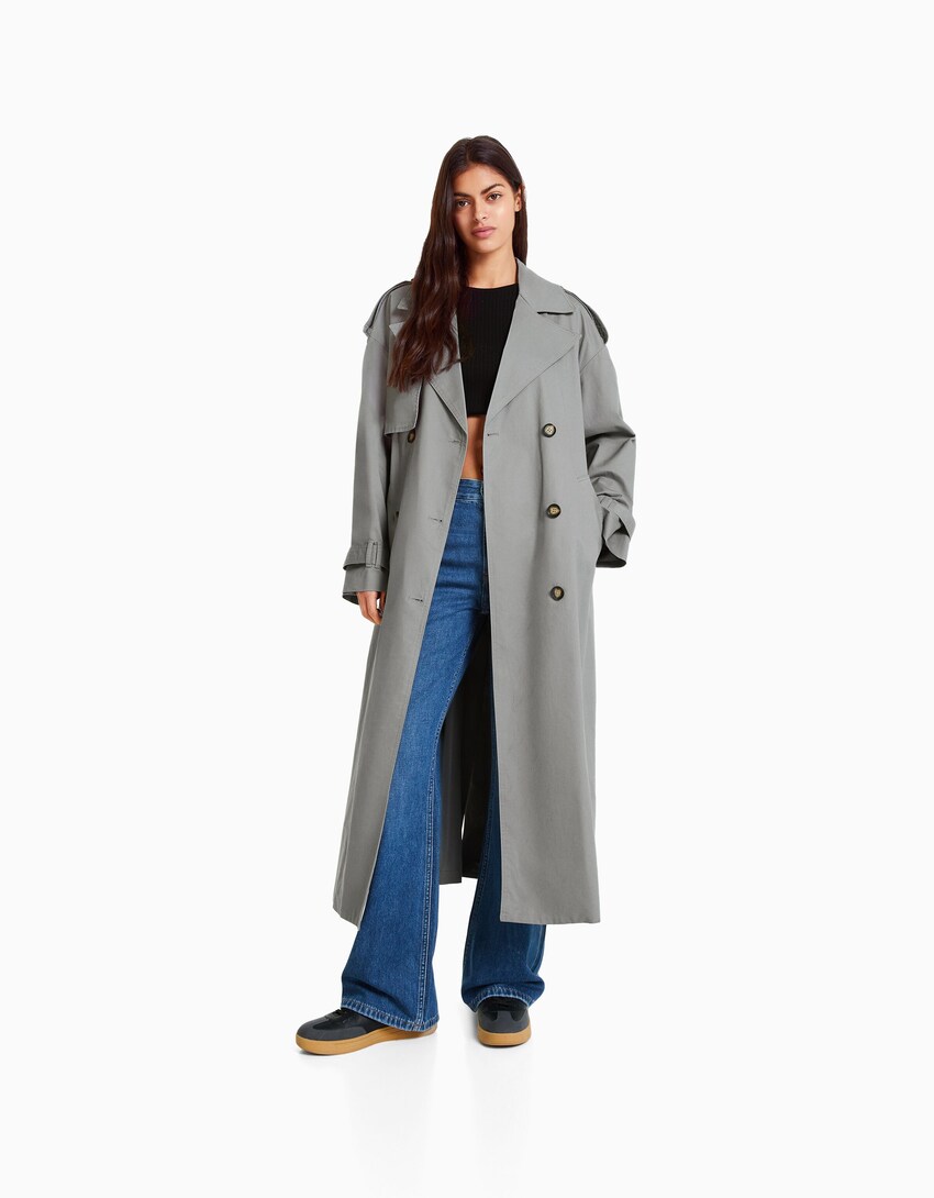 Cotton trench coat - Woman | Bershka