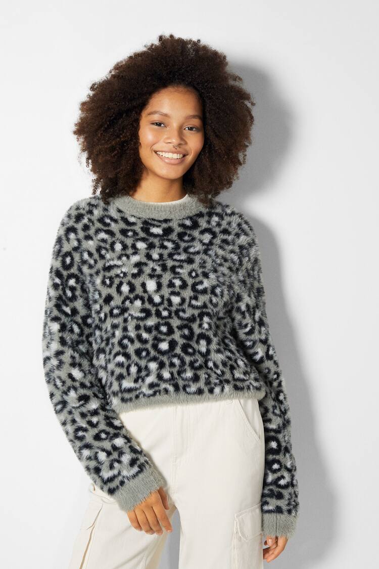 Sweater em jacquard com animal print