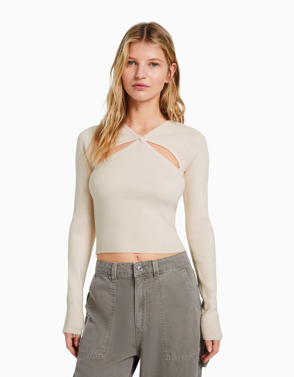 Cut-out double-breasted sweater