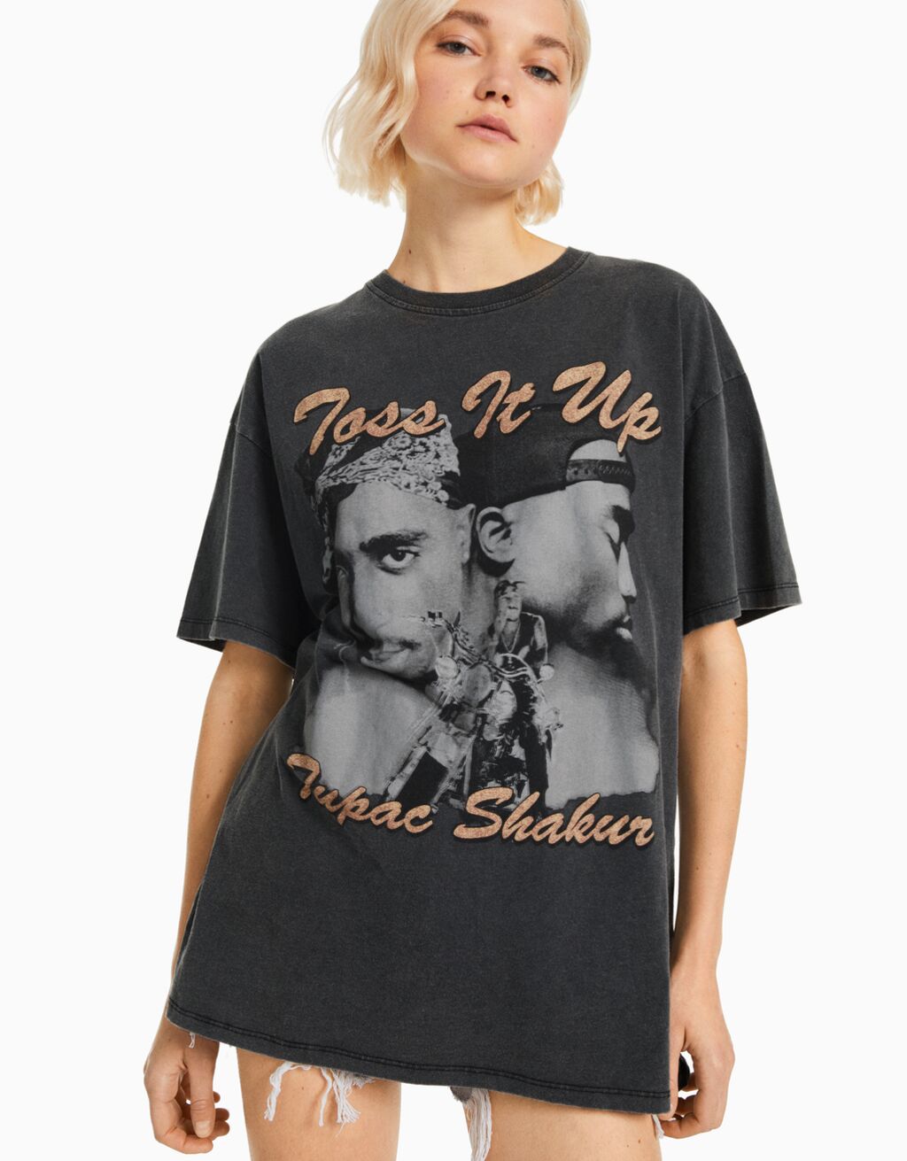 Tupac print short sleeve T-shirt - Women | Bershka