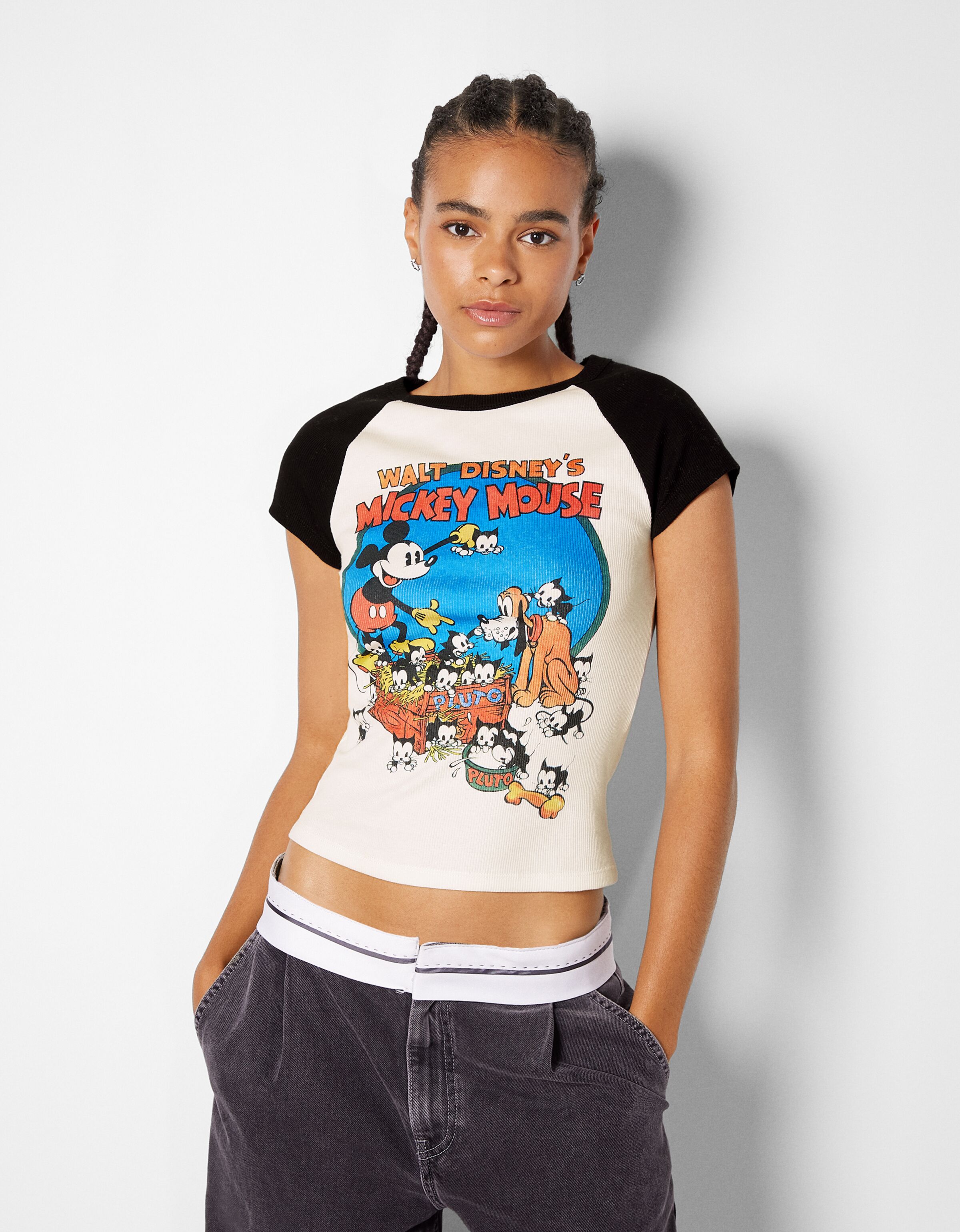 Disney Mickey Bershka Mickey Mouse T Shirt Short Sleeve Mickey