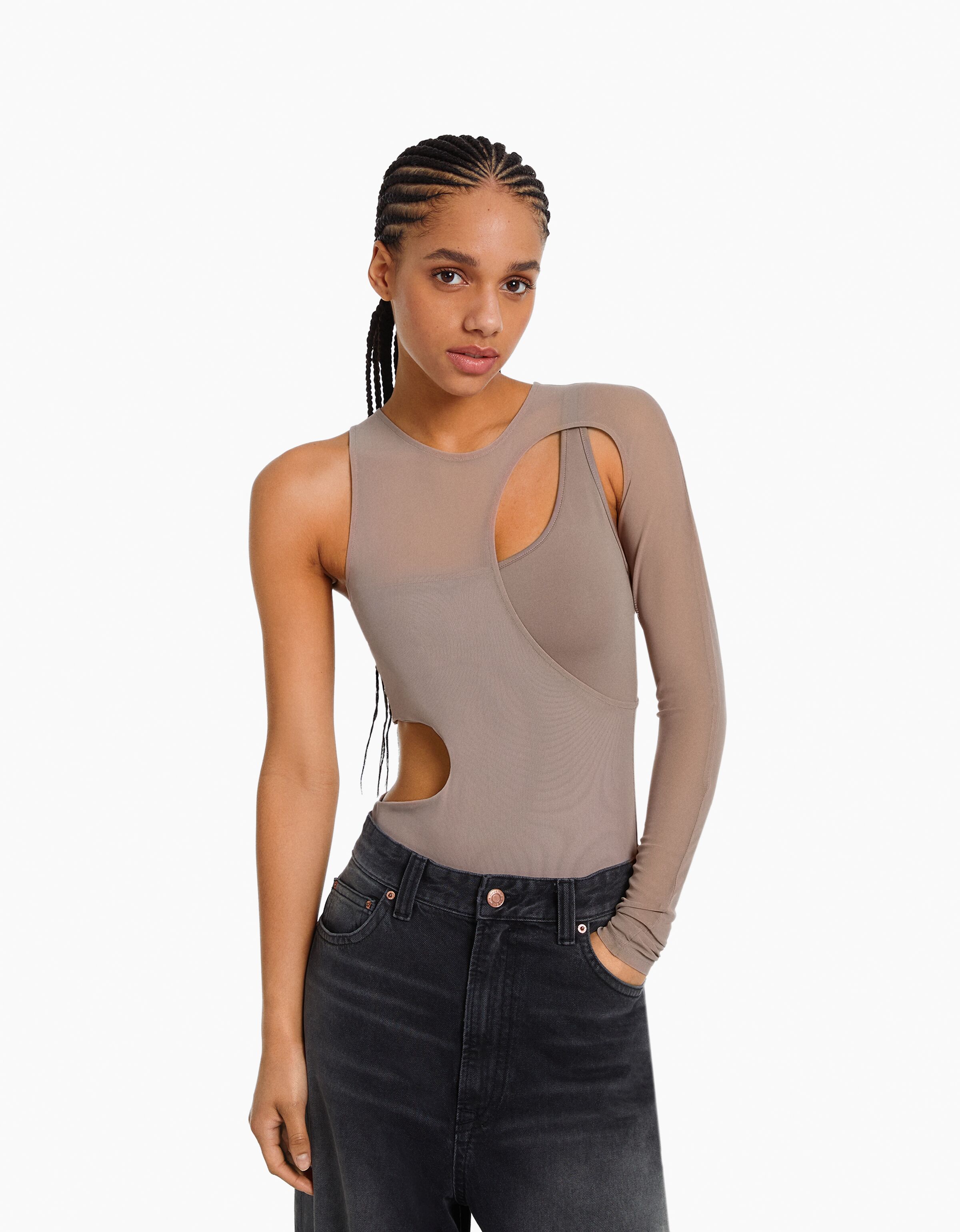 bershka gray bodysuit