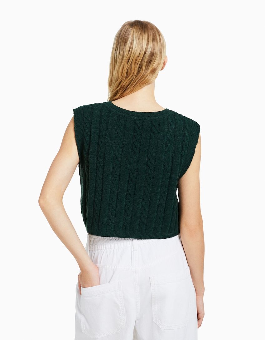 Vneck knit vest Women Bershka