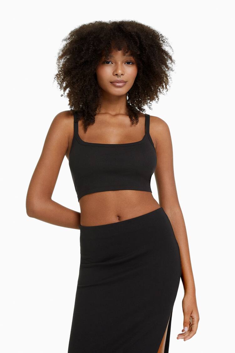 Cropped wide strap top