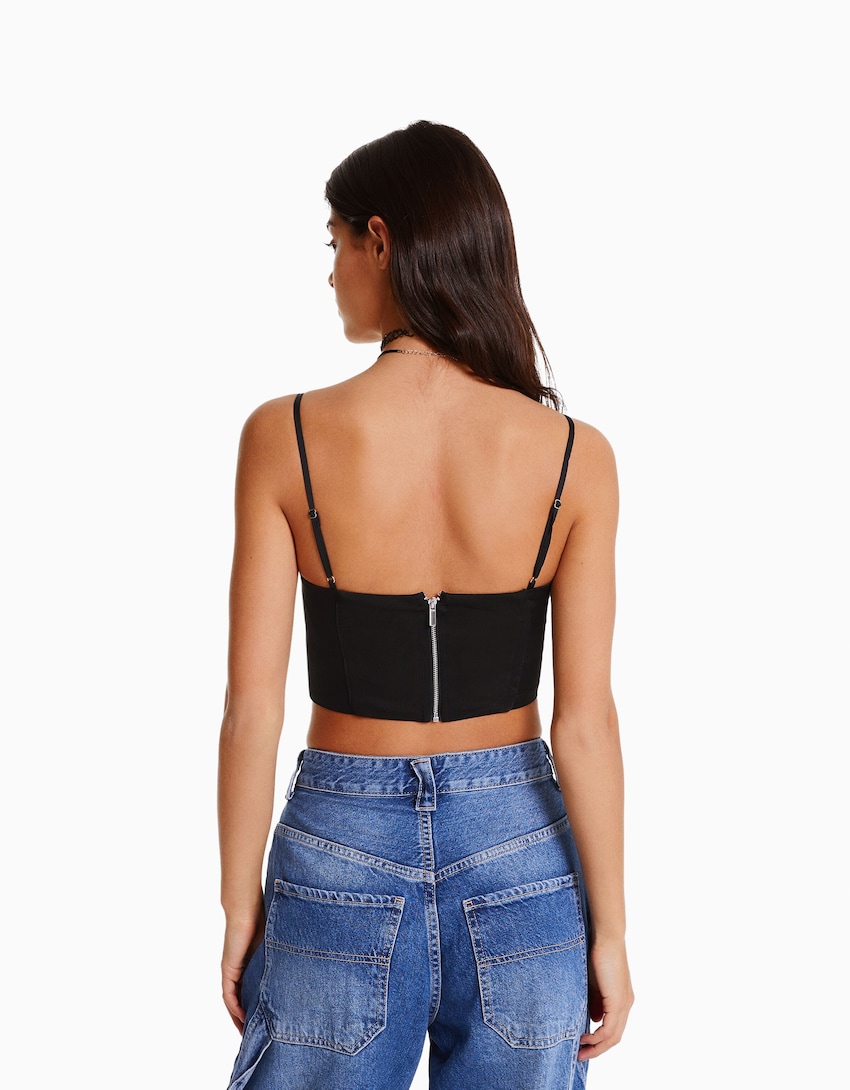 Satin Strappy Corset Top Woman Bershka 0025