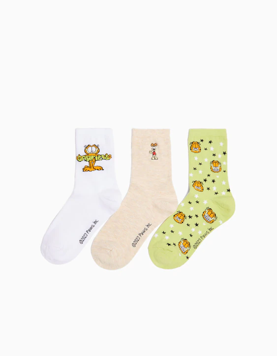 Pack 3 calcetines Garfield bordado - Accesorios - Mujer Bershka
