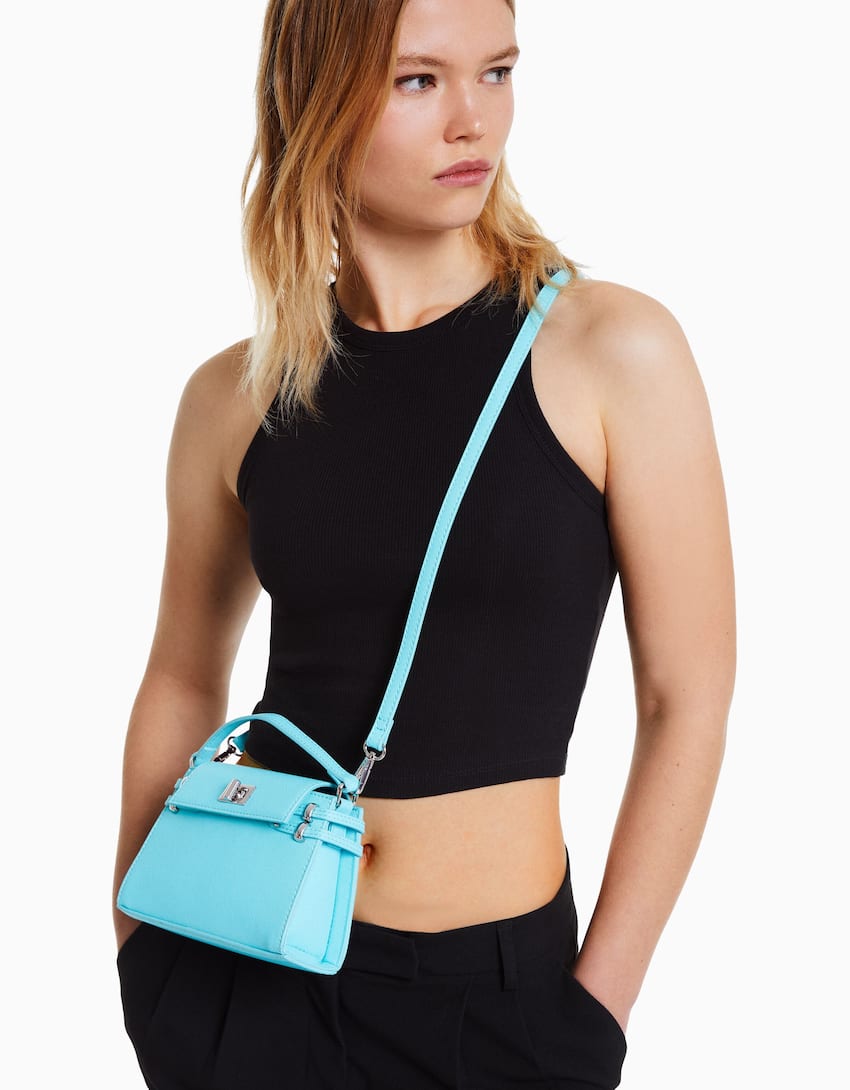 Mini trapezium bag with strap - Woman | Bershka