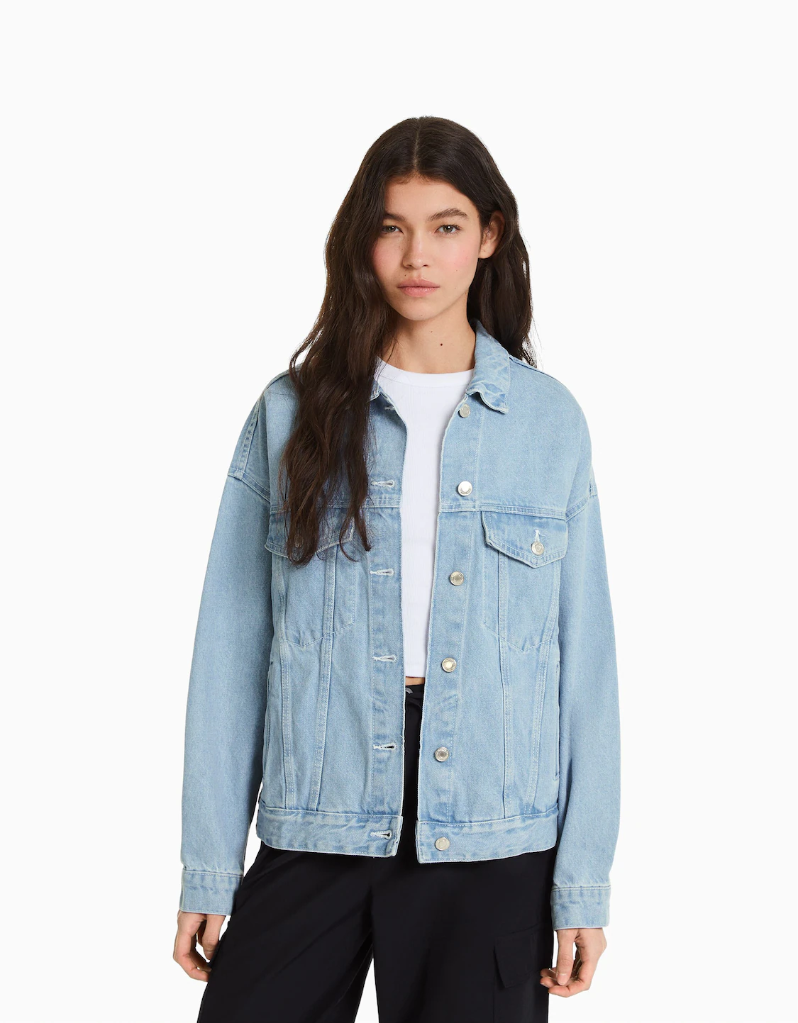 Winkelcentrum Prestatie Saai Oversized denim jacket - Jackets - Woman | Bershka