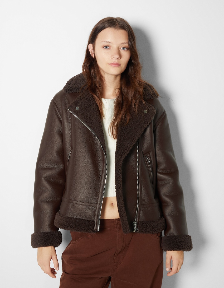 Faux leather double-faced biker jacket - Woman | Bershka