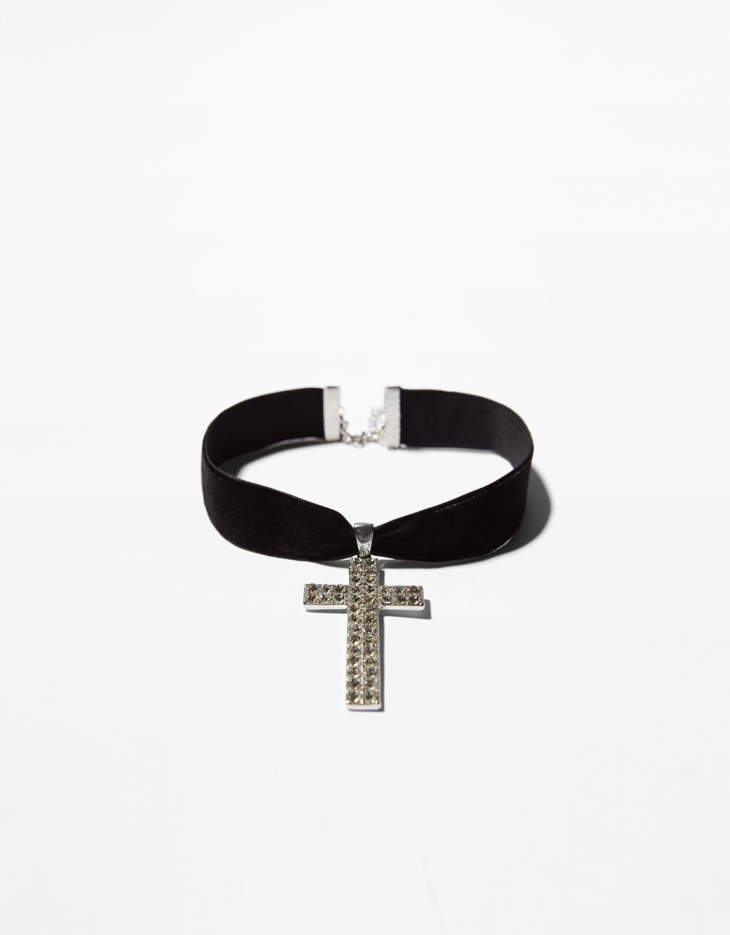 Choker necklace with a bejeweled cross