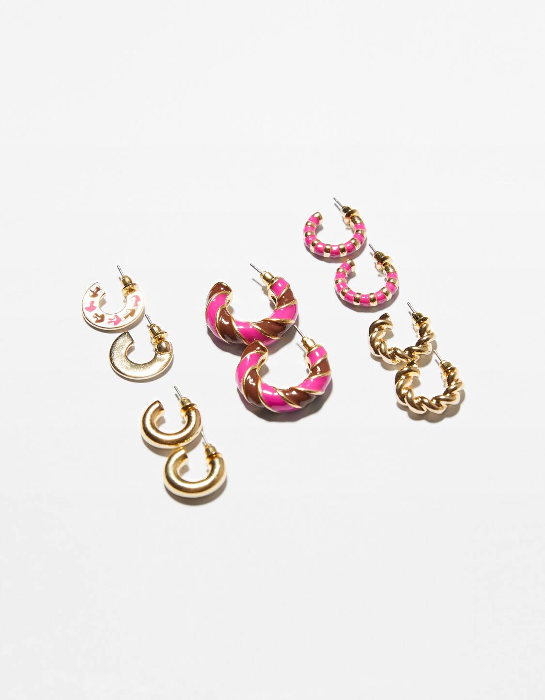 Melbourne Påstået obligat Set of 5 pairs of enamelled hoop earrings - Accessories - Women | Bershka