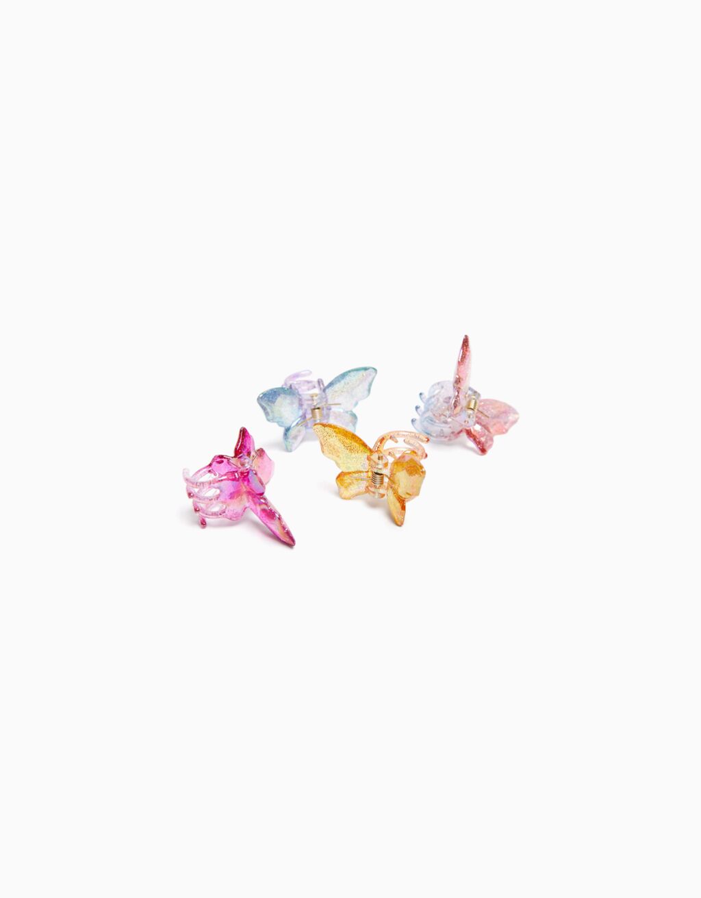 Set of 4 colored butterfly hair clips Woman Bershka