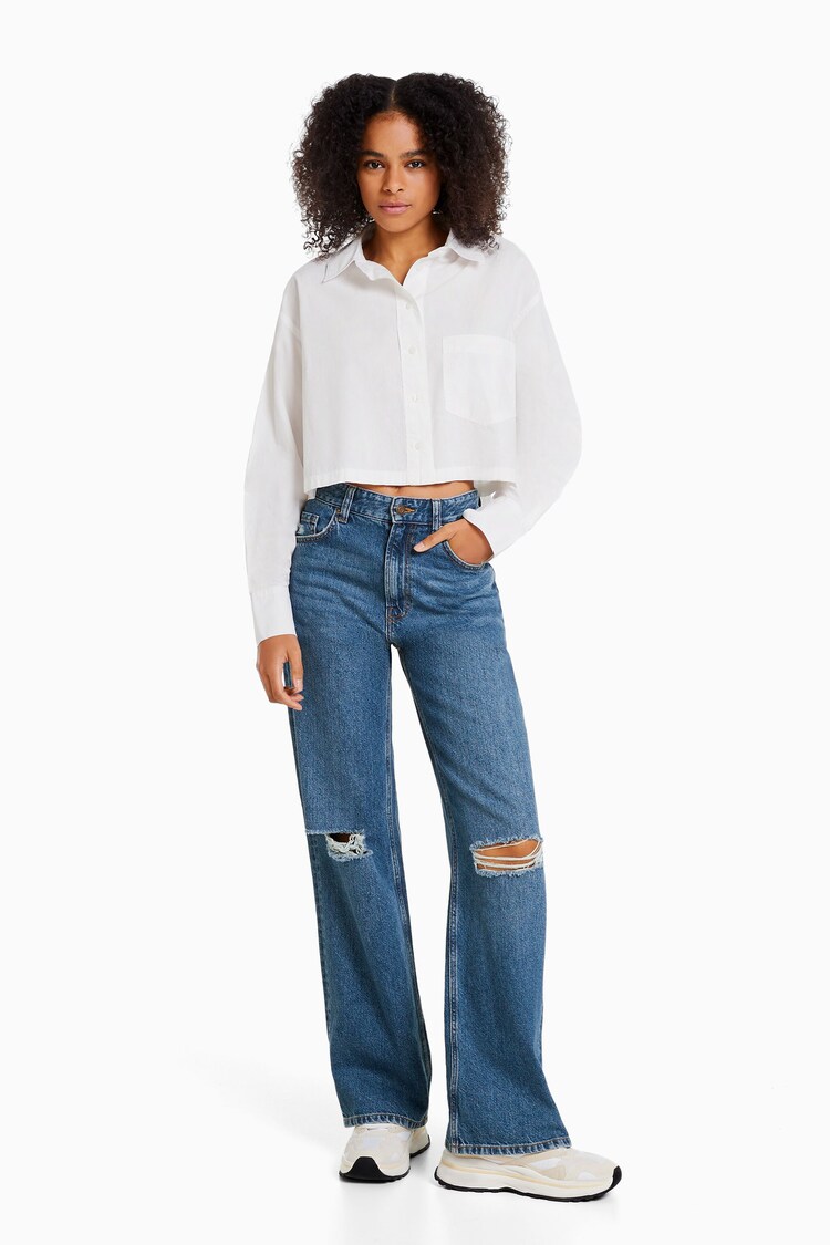 Wide Leg 90er-Jeans mit Zierrissen