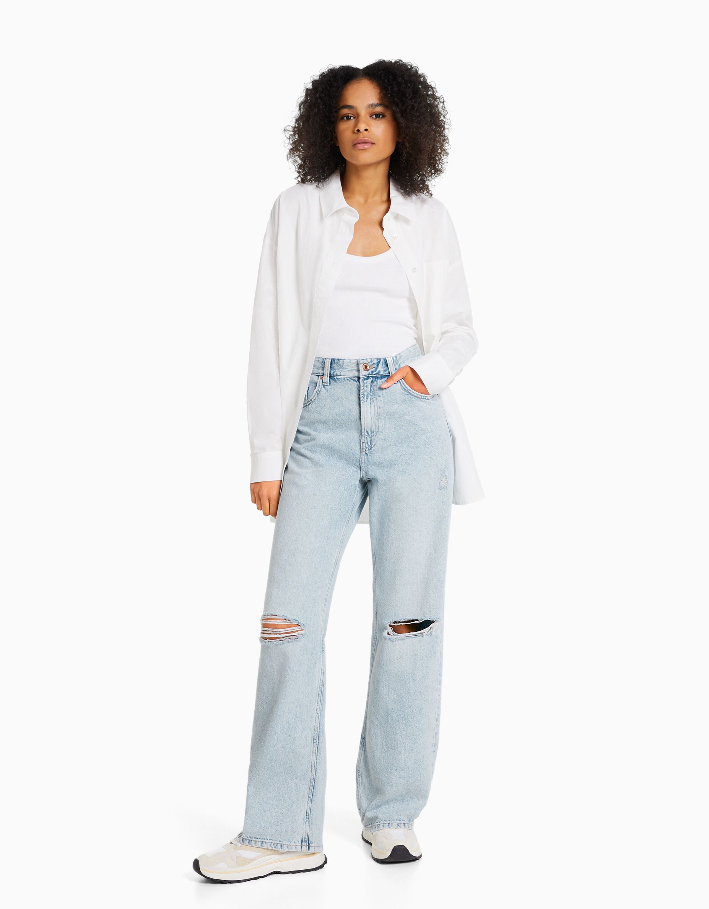 bershka 90's wide leg jean