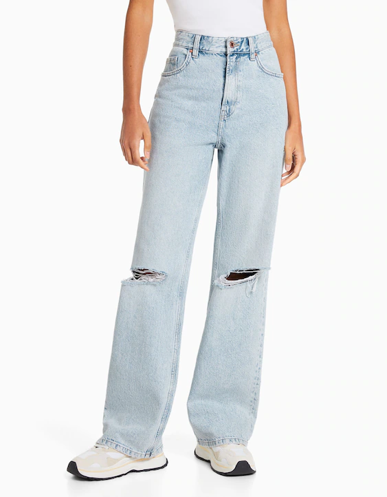 Ijver Verbeelding etiket Wide leg 90's jeans met scheuren - Jeans - Dames | Bershka